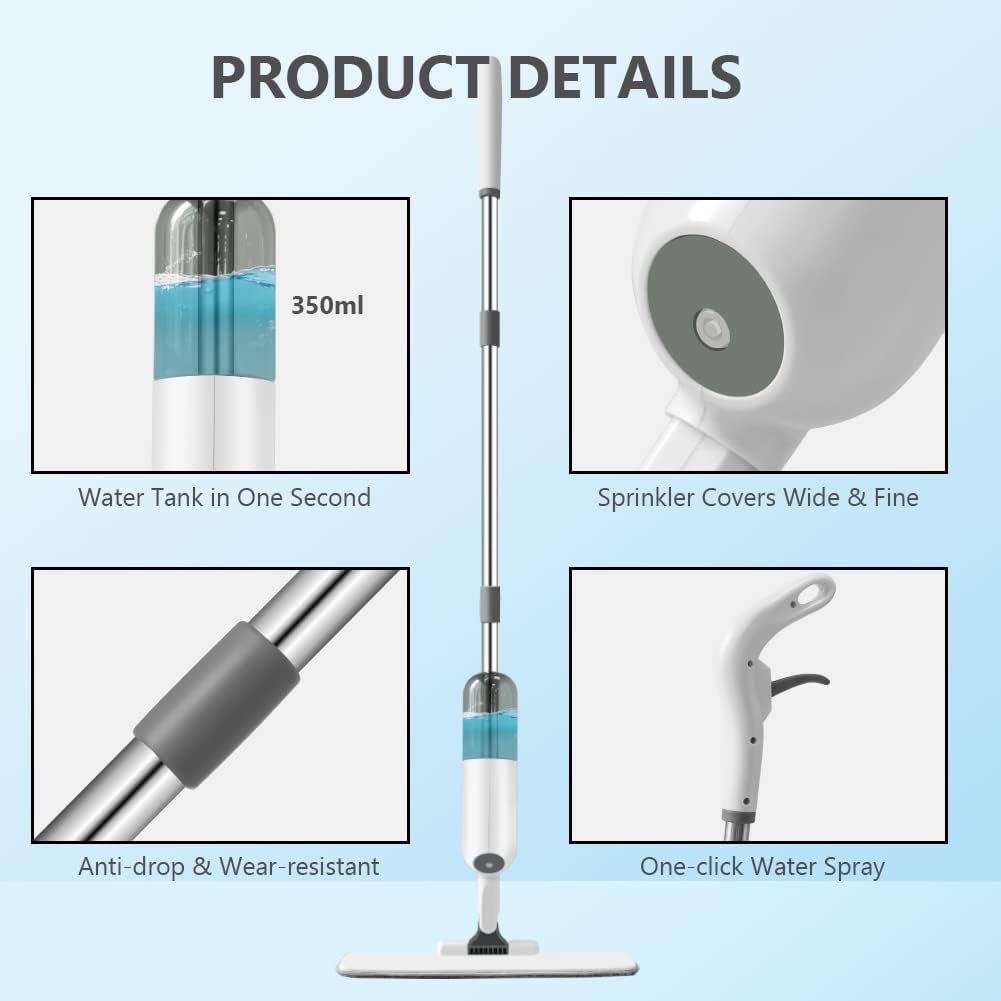 2-in-1 Spray Flat Mop with Refillable Water Tank
