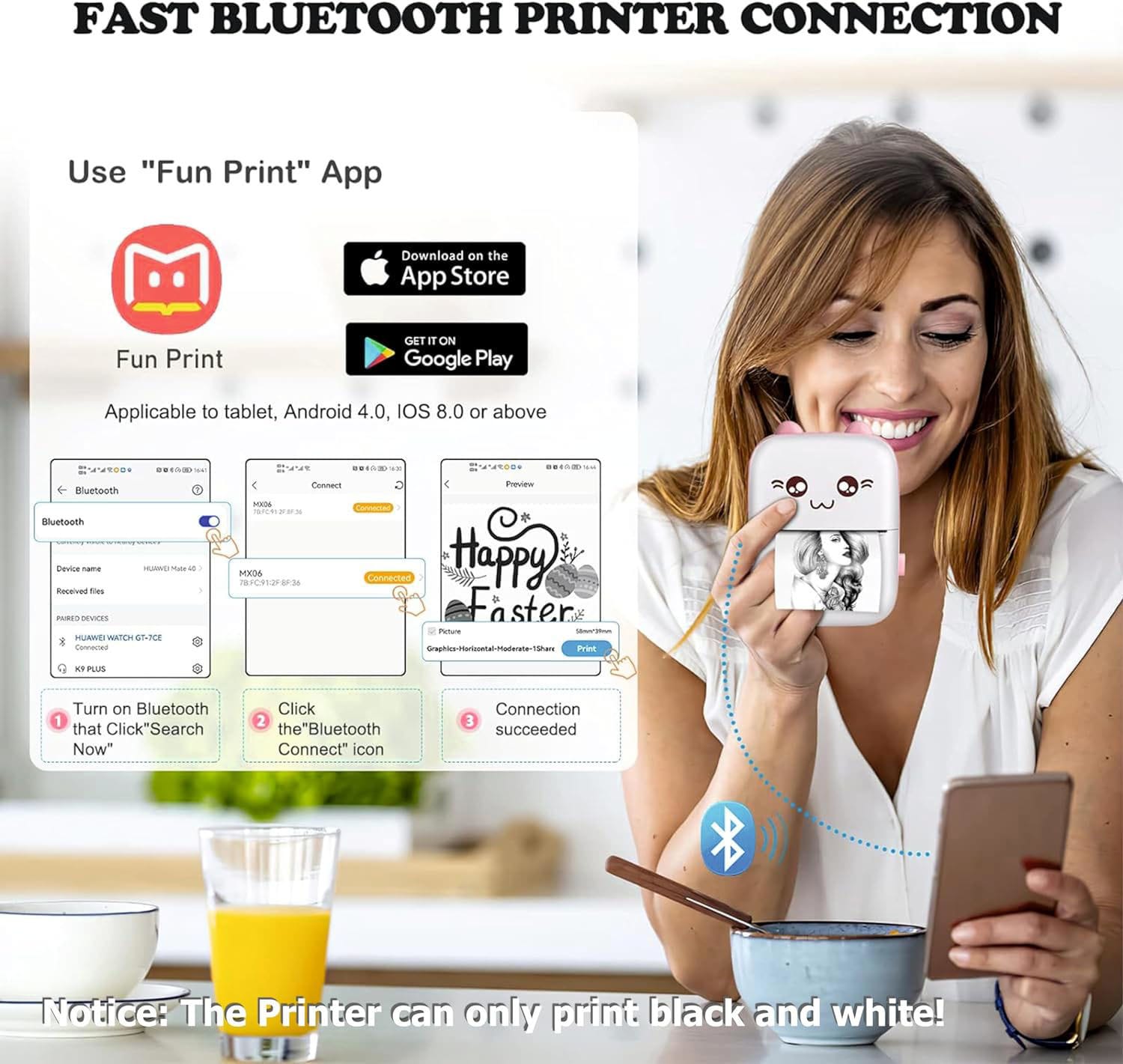 🖨️ Cute Mini Bluetooth Thermal Printer (Ink-Free)