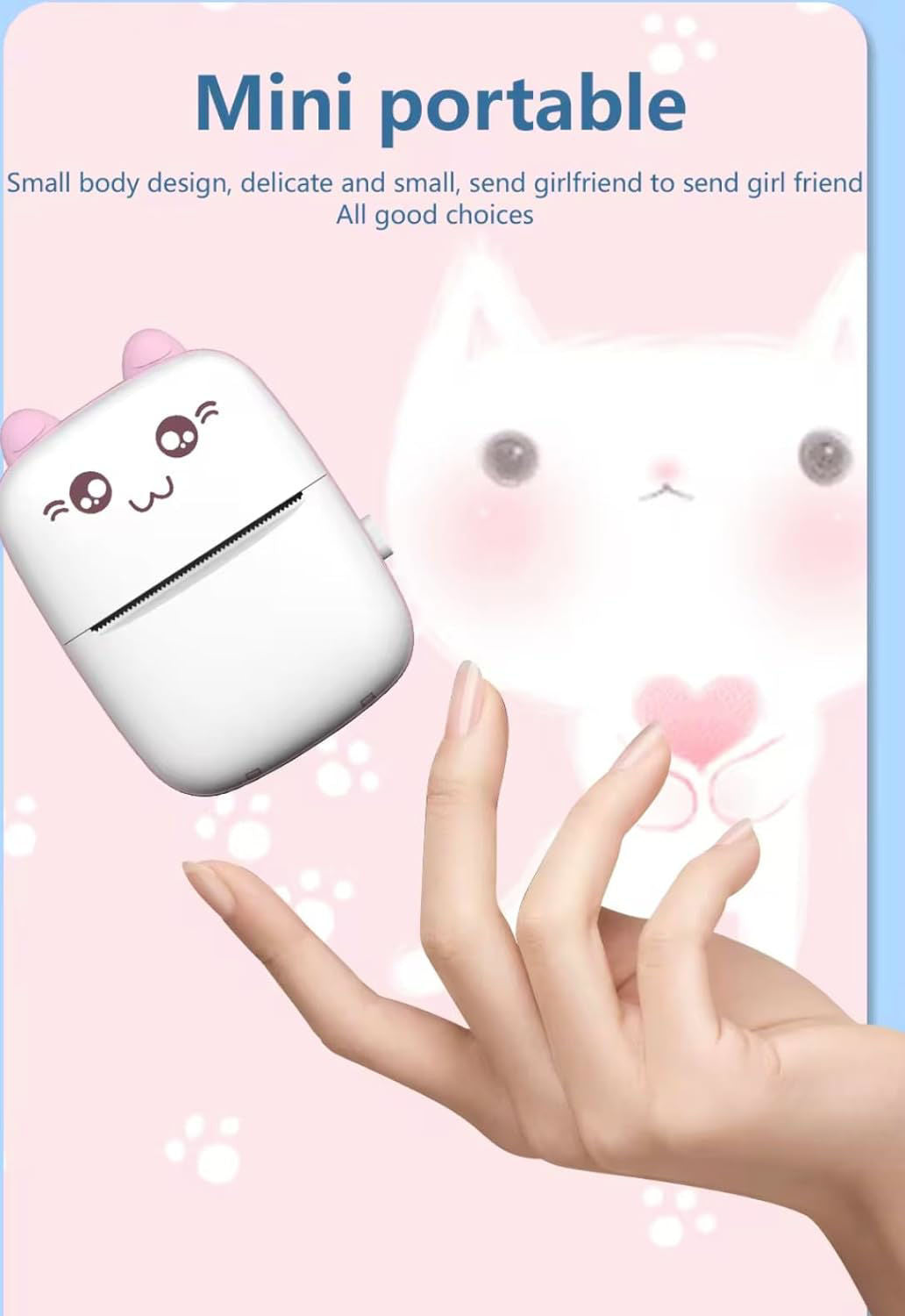 🖨️ Cute Mini Bluetooth Thermal Printer (Ink-Free)